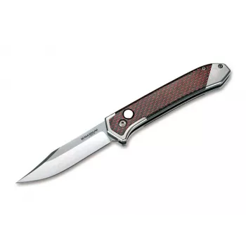 BOKER MAGNUM Magnum Rubico automātiskais nazis - Drop Point 440A nerūsējošā tērauda asmens, alumīnija rokturis, spiedpogas automātika, Plunge Lock fiksators, abpusējs kabatas klipsis, melns