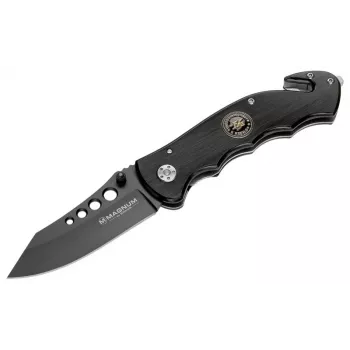 Boker Magnum USN Seals nazis 01MB856 fiksēta asmens taktiskais nazis, 440A nerūsējošā tērauda clip point kombinētais asmens, G-10 rokturis, Kydex apvalks, melns