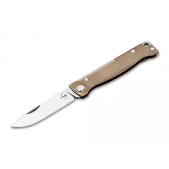 Boker Plus Atlas Brass Saliekamais nazis ar D2 asmeni un rāmja fiksatoru EDC