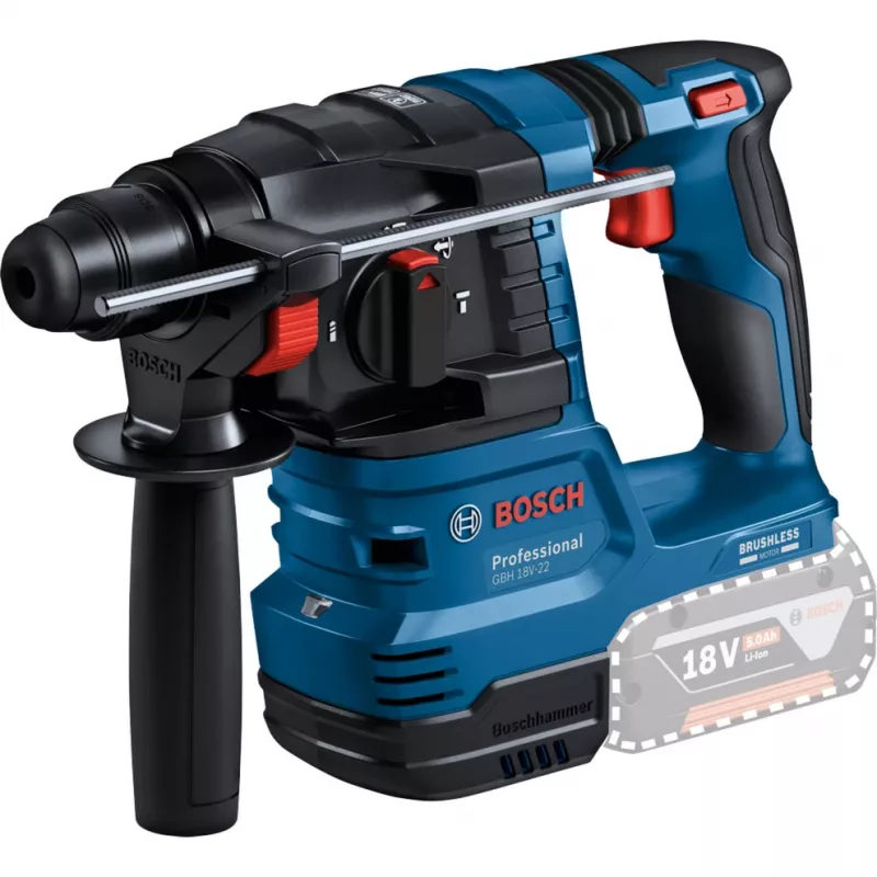 Bosch 18V Professional Set Rotary Hammer GBH 18V-22 + Drill Driver GSR 18V-45 - (zils/melns, 2x Li-Ion akumulators 4.0Ah, āmura urbja un uzgaļu komplekts, instrumentu soma) (0615V0003D)