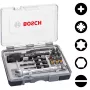 Bosch 2607002786 20 gabalu skrūvgriežu uzgaļu komplekts ar magnētisko universālo turētāju, 25 mm S2 tērauda uzgaļi Phillips, Pozidriv, plakanie, Torx, sešstūra
