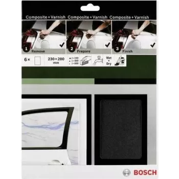 Bosch Accessories 2609256C47 rokas slīpēšanas papīra komplekts ar graudainību 240, 400, 600, 230 mm x 280 mm, 3 loksnes