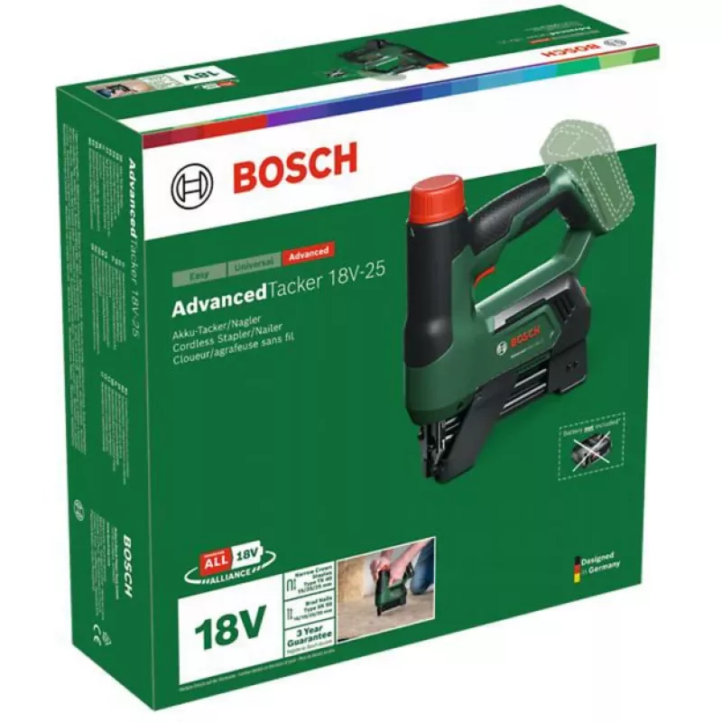 Bosch AdvancedTacker 18V-25 Bezvadu Skavotājs/Naglotājs (Tikai Instruments) Zaļš/Melns