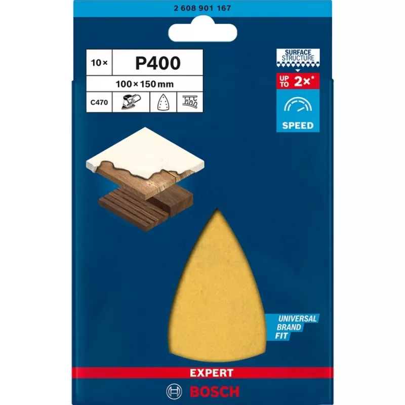 Bosch EXPERT C470 Slīpēšanas loksne 100x150mm Smiltis 400 (10 iepakojumā) 2608901167