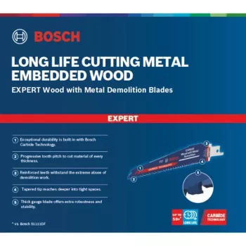 Bosch Expert S 967 XHM zāģa asmens – Koks ar metālu nojaukšanai, 150mm, 10 gab.