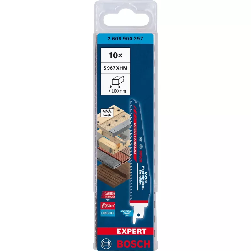 Bosch Expert S 967 XHM zāģa asmens – Koks ar metālu nojaukšanai, 150mm, 10 gab.