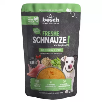 BOSCH Freshe Schnauze Slapjā suņu barība ar tītaru, kvinoju un spinātiem – 250g