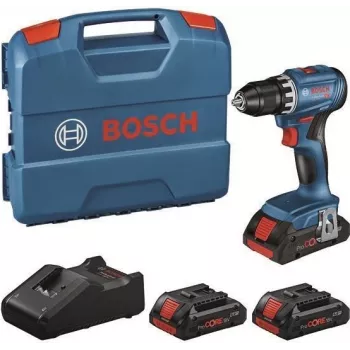 Bosch GSR 18V-45 Professional 18V bezvada urbjmašīna-skruvgriezis ar 3x 2.0Ah Li-Ion akumulatoriem, 45 Nm bezsuku, L-BOXX 102, lādētājs 0615A5002N