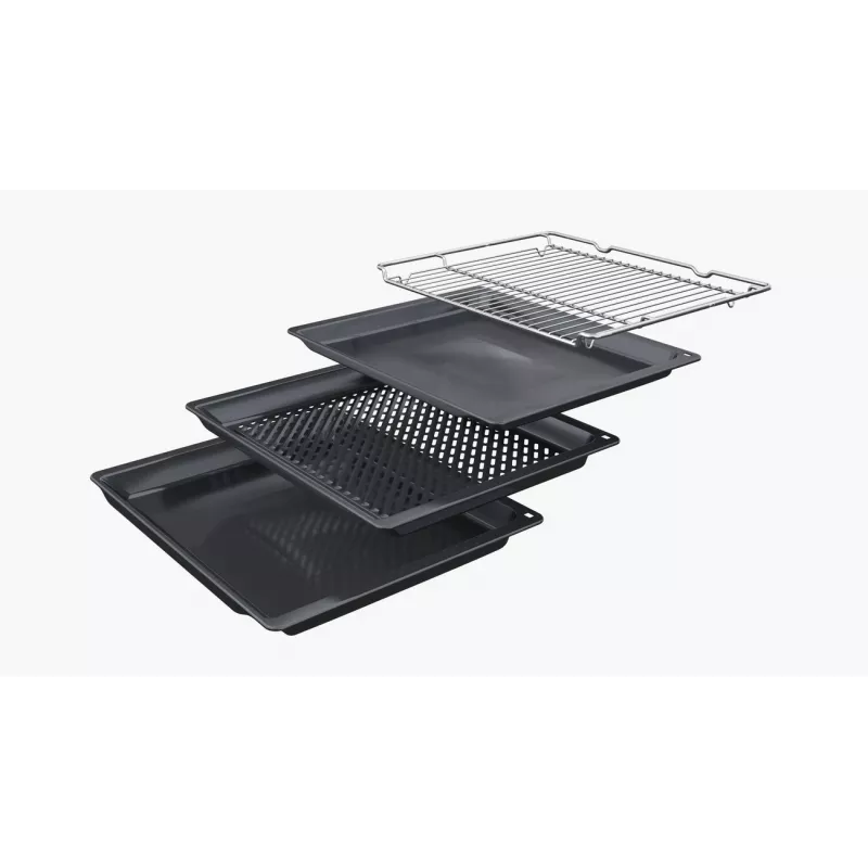 Bosch HBG7341B1 Series 8 Iebūvējamā elektriskā cepeškrāsns, 71L, pirolītiskā pašattīrīšanās, melna, 60 cm