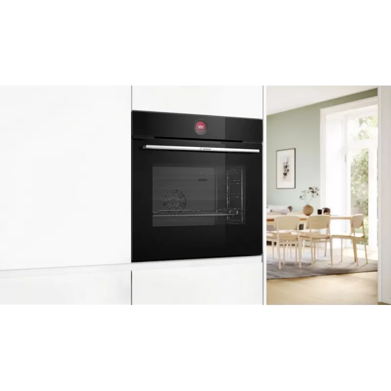 Bosch HBG7341B1 Series 8 Iebūvējamā elektriskā cepeškrāsns, 71L, pirolītiskā pašattīrīšanās, melna, 60 cm