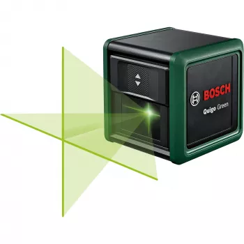 Bosch Home and Garden Quigo Green Set krustenisko līniju lāzers ar skavu, adaptera plāksni un 1,1 m alumīnija trijkāji 0603663CZ1