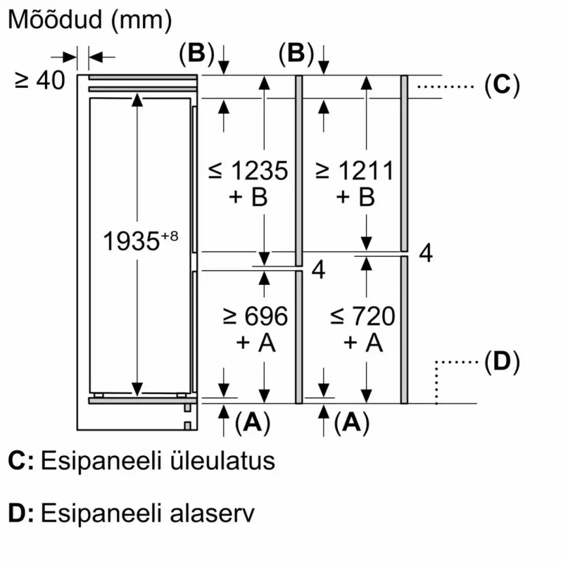 Bosch KBN96SDD0 French Door Ledusskapis ar Saldētavu, NoFrost, 605L, Energoefektivitātes klase D, Nerūsējošais tērauds/Sudrabs