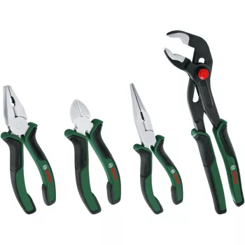 Bosch Powertools 4-daļīgs knaibles komplekts 1600A02W7K ar kombinētajām, diagonālajām, garš deguna un ūdens sūkņa knaiblēm, zaļš/melns