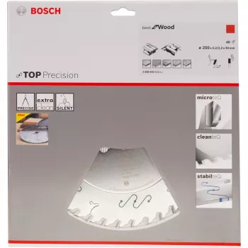 BOSCH POWERTOOLS Best for Wood ripzāģa disks, Ø 250 mm, 40 zobi, 30 mm urbums, galda zāģiem