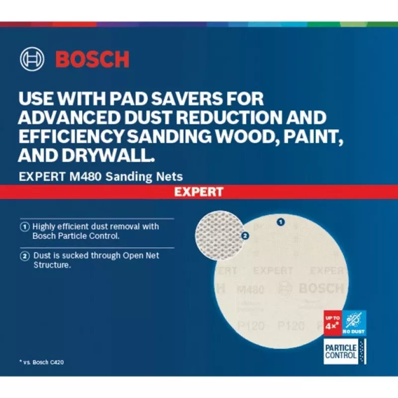 BOSCH POWERTOOLS Expert M480 Mesh Slīpēšanas disks 125mm, K400 (50 gab.) rokas orbitālajām slīpmašīnām