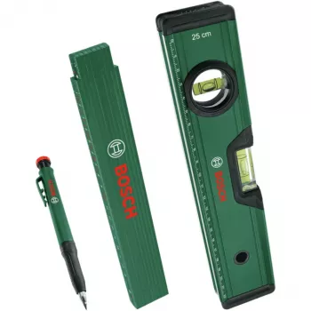 Bosch PowerTools marķēšanas komplekts, 3-daļīgs (zaļš/melns) – dziļurbuma marķieris, universālais marķieris un galdnieka zīmulis