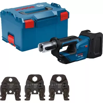 Bosch Professional GPT 18V-19 bezvadu presēšanas instruments 18V Solo komplekts SV (3 Compact SV spīles, L-BOXX, bez akumulatora/lādētāja)
