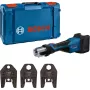 Bosch Professional GPT 18V-32 bezvadu presēšanas instruments (bez akumulatora, 3 standarta SV spīles, L-BOXX)