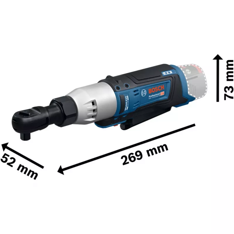 BOSCH Professional GRC 12V-60 3/8 SN Bezvadu uzgriežņu atslēga, 3/8 collu piedziņa, 60 Nm, 12V, zila/melna (bez akumulatora)