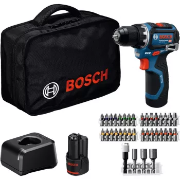 Bosch Professional GSR 12V-32 Bezvadu urbjskrūvgriezis (12V, 2x 2.0Ah Li-Ion, 36 daļu piederumu komplekts, instrumentu soma, zils/melns)
