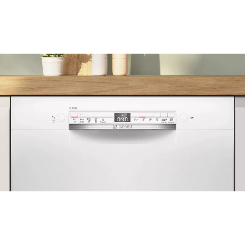 Bosch SMU2HTW08E Iebūvējamā trauku mazgājamā mašīna, 60 cm, 13 komplekti, 5 programmas, energoefektivitātes klase C, AquaStop, balta