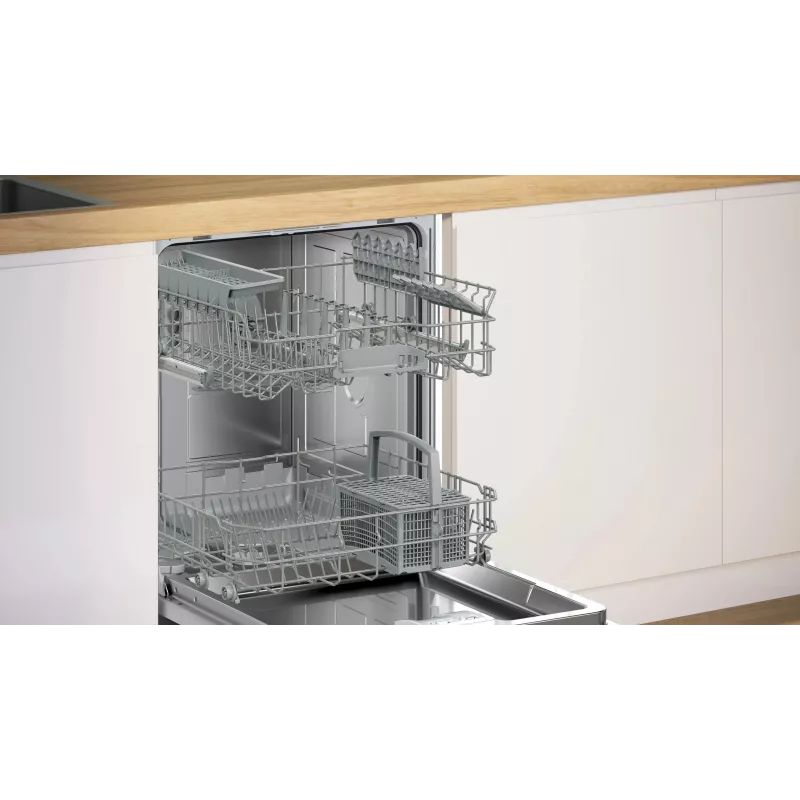 Bosch SMU2HTW08E Iebūvējamā trauku mazgājamā mašīna, 60 cm, 13 komplekti, 5 programmas, energoefektivitātes klase C, AquaStop, balta