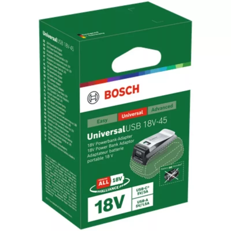 Bosch UniUSB 18V-15 lādētājs 18V POWER FOR ALL akumulatoriem ar USB-C portu (1600A02WS1)