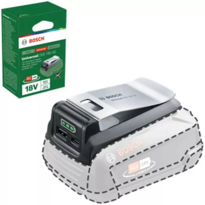 Bosch UniUSB 18V-15 lādētājs 18V POWER FOR ALL akumulatoriem ar USB-C portu (1600A02WS1)