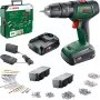 BOSCH UniversalImpact 18V bezvadu triecienurbis (zaļš/melns, 2x1,5Ah Li-Ion, 241 daļu komplekts)