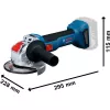 BOSCH X-LOCK Bezvadu Leņķa Slīpmašīna GWX 18V-8 Professional Solo, 18V, Zila/Melna, 125 mm (bez akumulatora)