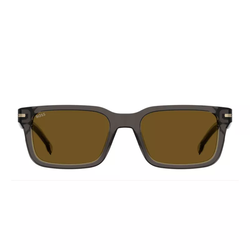 BOSS BOSS1628SKB7 Vīriešu taisnstūra saulesbrilles Tumšā Havana Pelēka