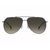 BOSS Man BOSS1447SKJ1G Taisnstūra saulesbrilles - Melns acetāta rāmis, Pelēkas polikarbonāta lēcas, UV400 aizsardzība