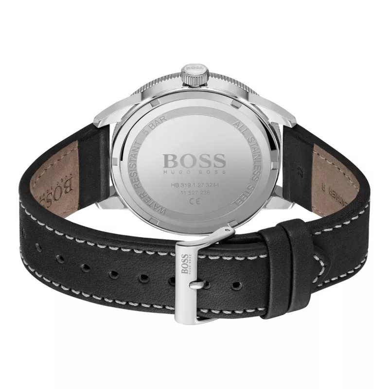 BOSS Vīriešu Grand Prix Hronogrāfa Pulkstenis 1513898 44mm Melns Ciparnīca Ādas Siksniņa