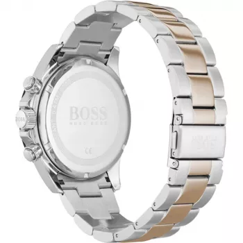 BOSS Vīriešu Pulkstenis 1513757 43mm Nerūsējošais Tērauds Zils Ciparnīca Brūna Āda Hronogrāfs