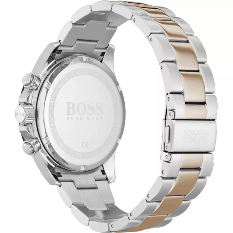 BOSS Vīriešu Pulkstenis 1513757 43mm Nerūsējošais Tērauds Zils Ciparnīca Brūna Āda Hronogrāfs