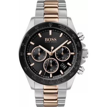 BOSS Vīriešu Pulkstenis 1513757 43mm Nerūsējošais Tērauds Zils Ciparnīca Brūna Āda Hronogrāfs