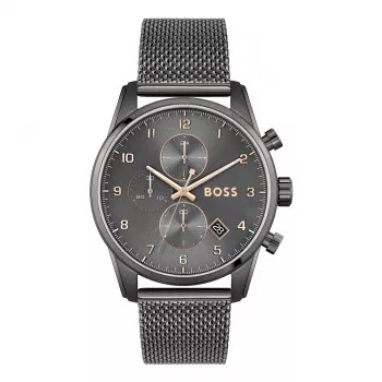 BOSS Vīriešu Pulkstenis 1513837 Skymaster Hronogrāfs Zils Ciparnīca Nerūsējošais Tērauds 44mm