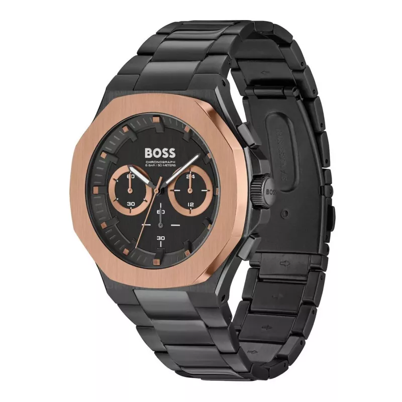 BOSS Vīriešu Pulkstenis 1514090 45mm Nerūsējošā Tērauda Hronogrāfs
