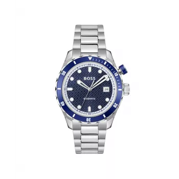 BOSS Vīriešu Pulkstenis 1514177 42mm Nerūsējošais Tērauds Zils Ciparnīca Hronogrāfs