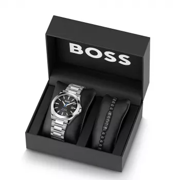 BOSS vīriešu pulkstenis 1570180 41mm nerūsējošā tērauda korpuss, melna ādas siksniņa, analogais kvarcs