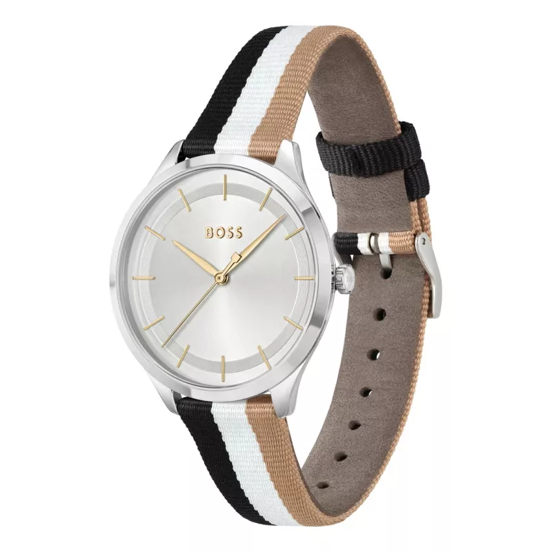 BOSS sieviešu 1502694 kvarca analogais pulkstenis 35mm sudraba nerūsējošā tērauda siets