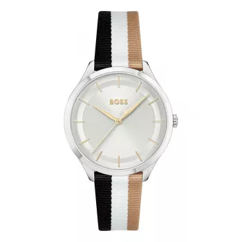 BOSS sieviešu 1502694 kvarca analogais pulkstenis 35mm sudraba nerūsējošā tērauda siets