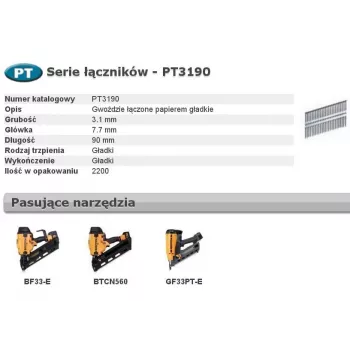Bostitch PT 33° 90mm 2.2mm Karkasa Naglas 2200 iepakojumā