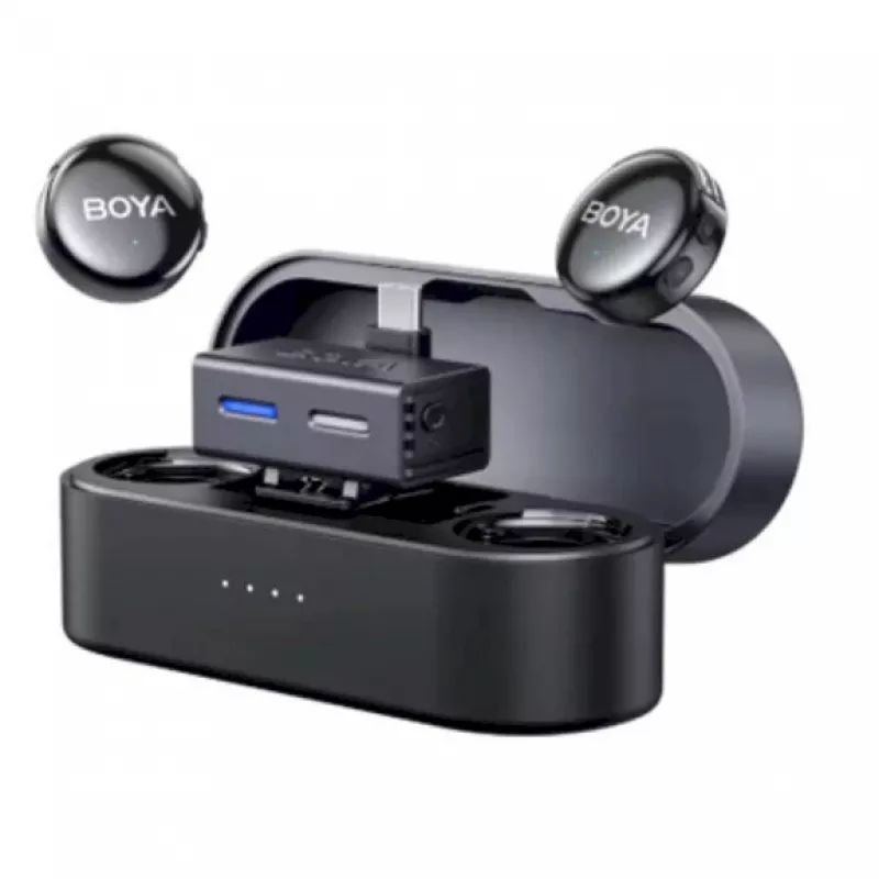 BOYA BOYALINK 3-02 bezvadu mikrofonu sistēma 2.4GHz USB-C - Melna
