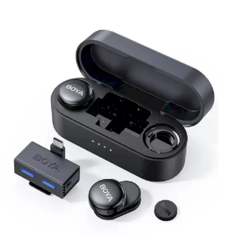 BOYA BOYALINK 3-02 bezvadu mikrofonu sistēma 2.4GHz USB-C - Melna