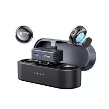 BOYA BOYALINK 3-02 bezvadu mikrofonu sistēma 2.4GHz USB-C - Melna