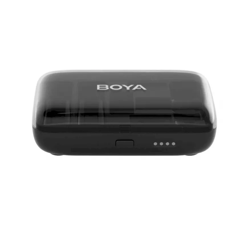 BOYA BOYALINK-TX bezvadu mikrofonu sistēma, 2.4GHz, 1 uztvērējs un 2 raidītāji, īpaši ilgs akumulatora darbības laiks, melna