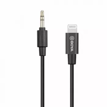 BOYA BY-K1 3,5 mm TRRS vīrišķais uz Lightning vīrišķo audio adaptera kabelis (20 cm, melns)