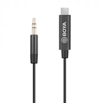 BOYA BY-K2 USB-C uz 3.5mm TRRS audio adaptera kabelis (20cm, melns)