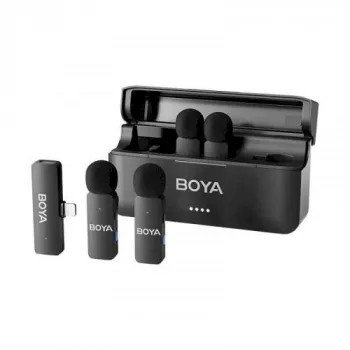 BOYA BY-V4D bezvadu mikrofonu sistēma ar 4 raidītājiem un 1 Lightning uztvērēju (melna)